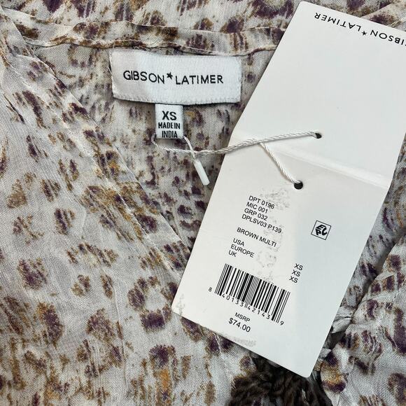 Gibson Latimer Sheer Caftan Animal Print Tassel Cover Up SZ XS C101840 - Picture 5 of 9